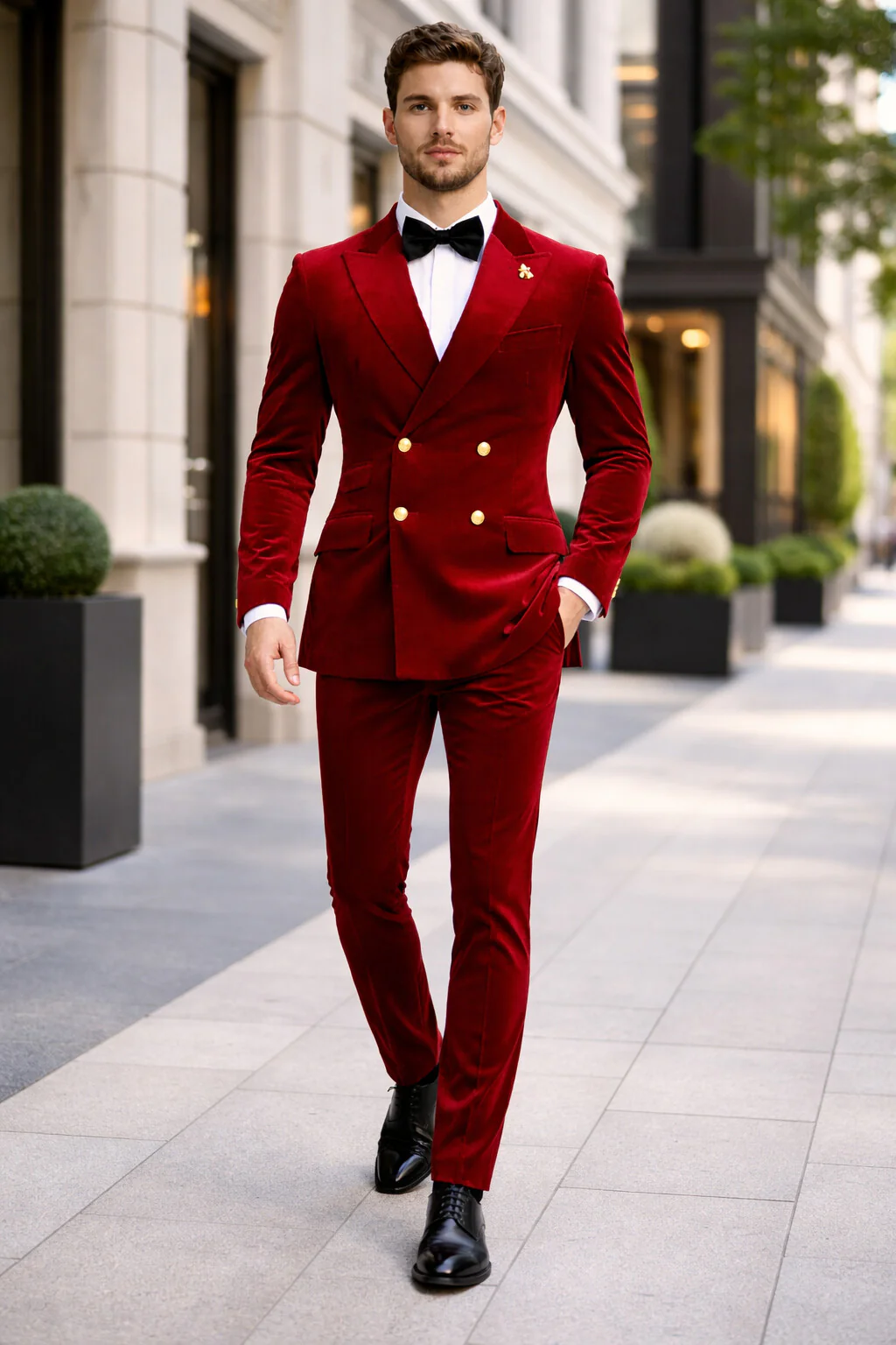 Mens Velvet Suit - Slim Fit Double Breasted Suit Blazer and Pants - Green - Image 17