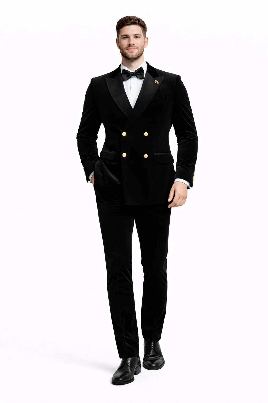 Mens Velvet Suit - Slim Fit Double Breasted Suit Blazer and Pants - Green - Image 22