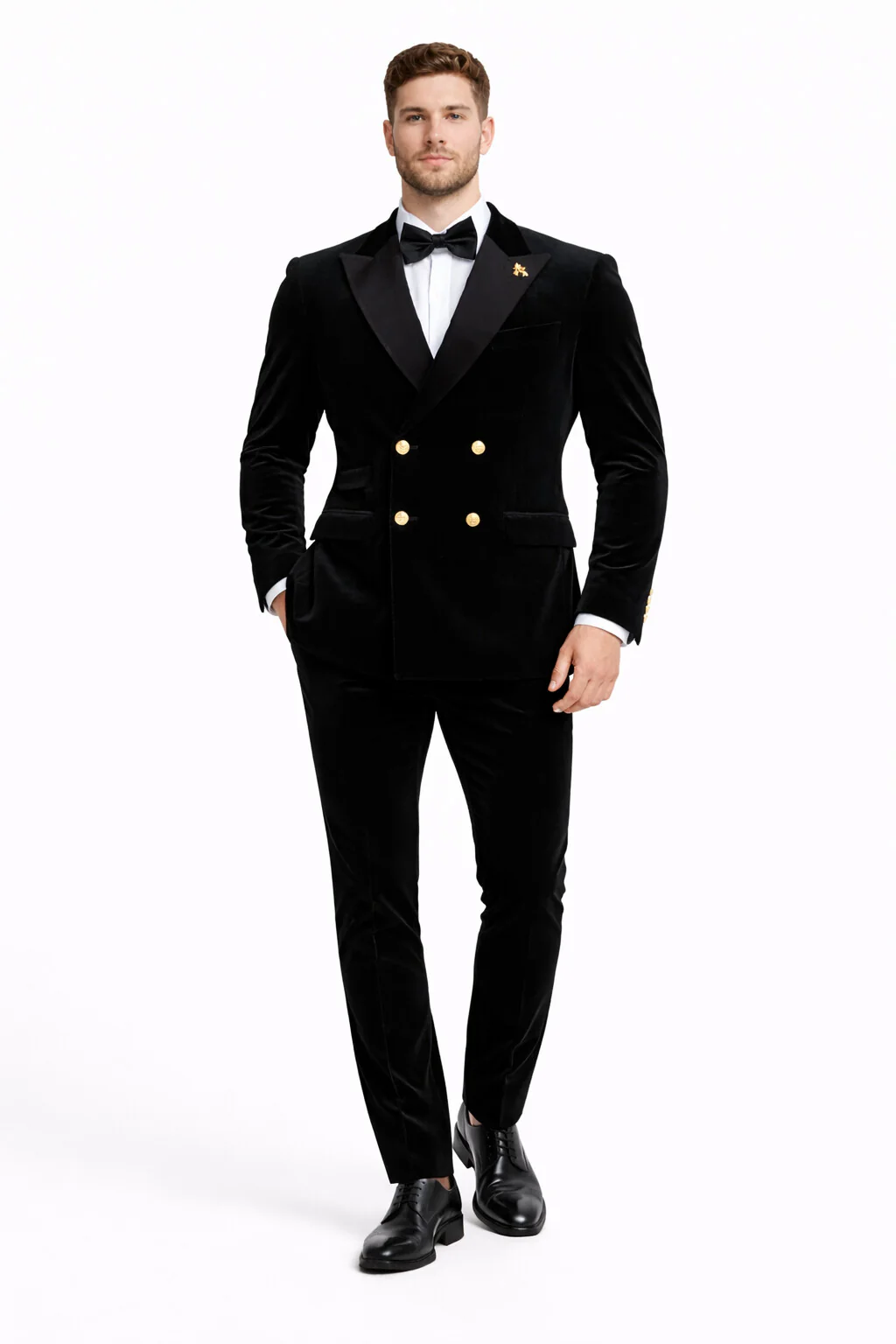 Mens Velvet Suit - Slim Fit Double Breasted Suit Blazer and Pants - Green - Image 24