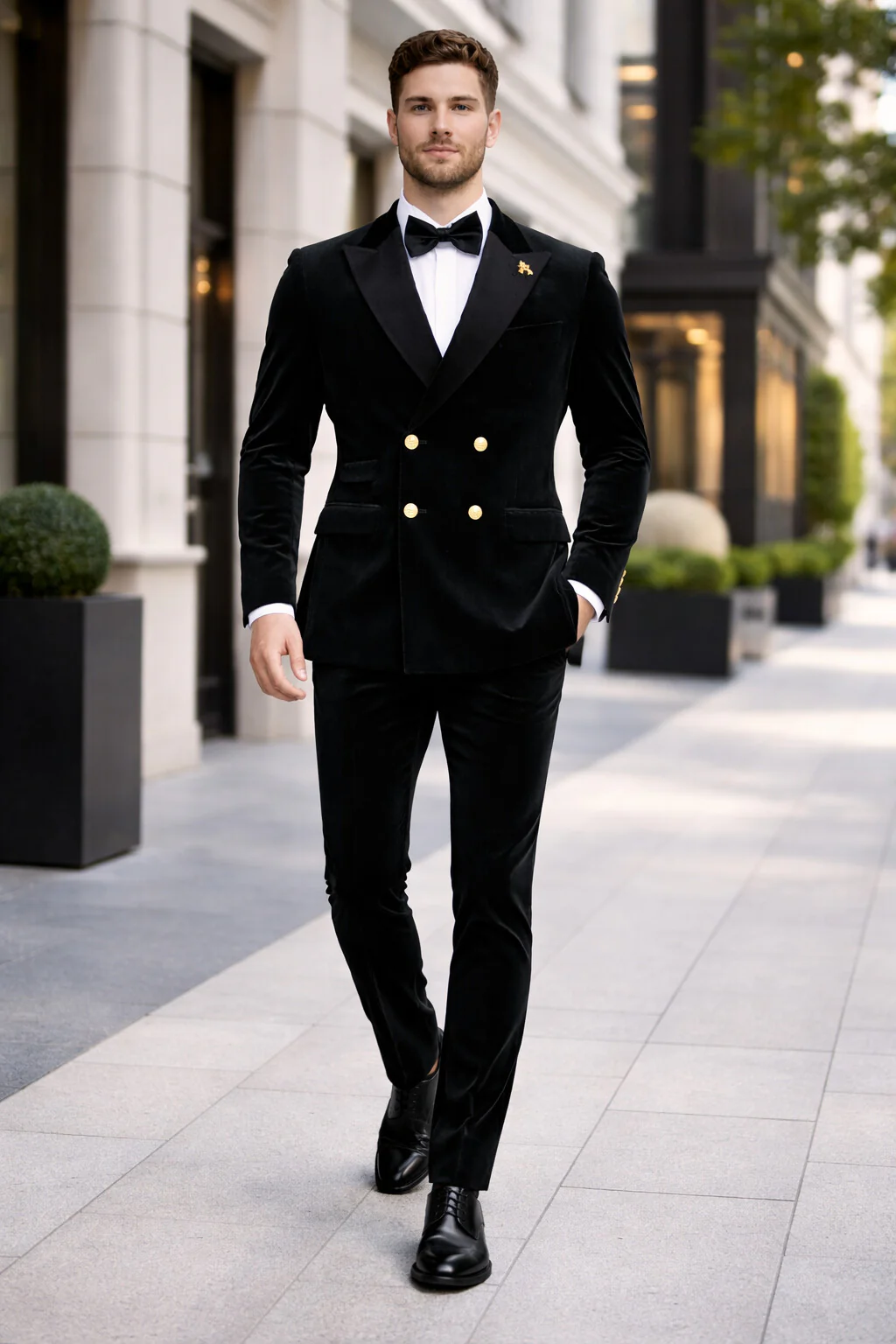 Mens Velvet Suit - Slim Fit Double Breasted Suit Blazer and Pants - Green - Image 26