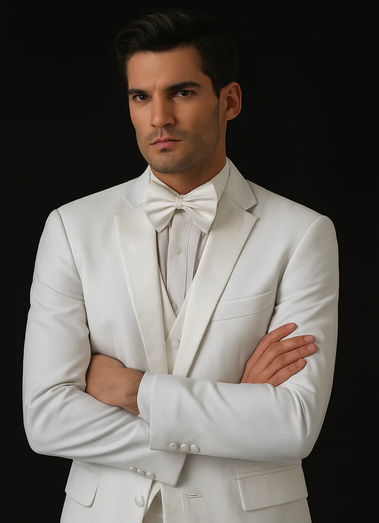 Mens Vested 2 Button Classic Tuxedo in White - Image 2