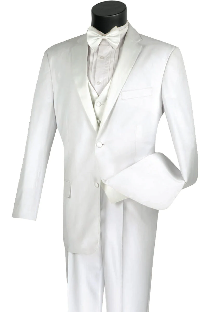 Mens Vested 2 Button Classic Tuxedo in White - Image 9