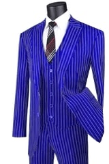 Mens Vested Gangster Pinstripe 1920's Suit in Black - Image 4