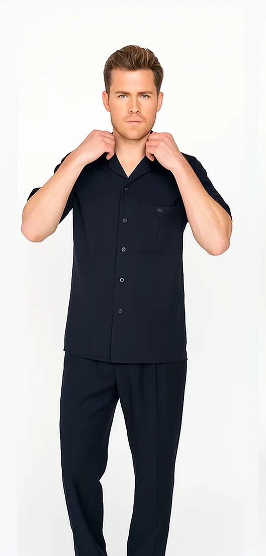 Mens Walking Suit in Color Black leisure suit causal Matching Shirt and Pants $99 - Image 7