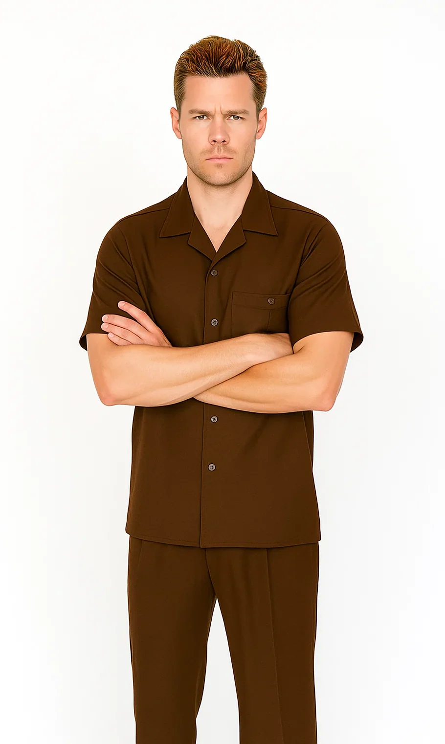 Mens Walking Suit in Color Brown leisure suit causal Matching Shirt and Pants $99 - Image 2