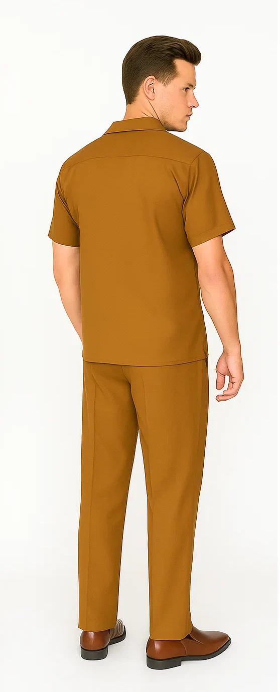 Mens Walking Suit in Color caramel leisure suit causal Matching Shirt and Pants $99 - Image 2