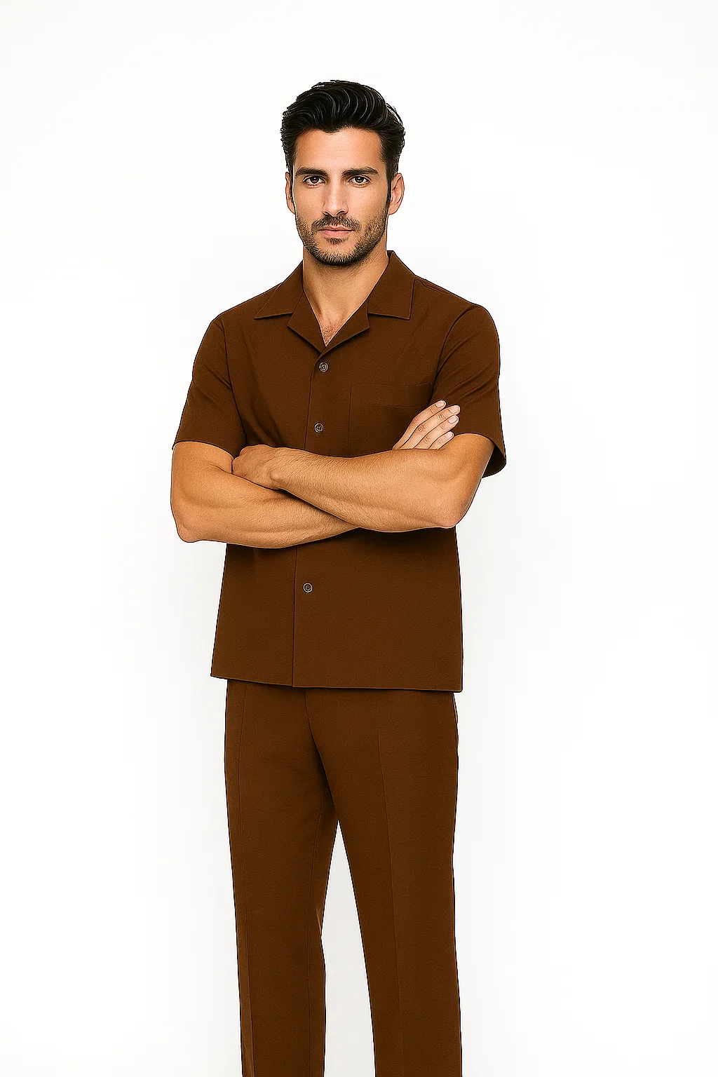 Mens Walking Suit in Color cognac leisure suit causal Matching Shirt and Pants $99 - Image 2