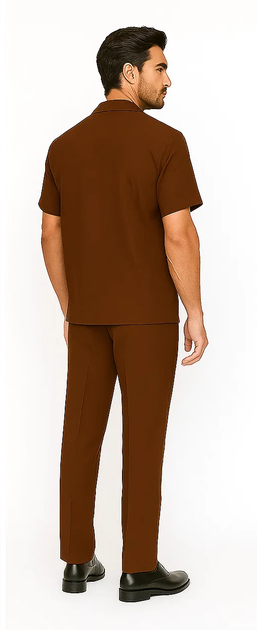 Mens Walking Suit in Color cognac leisure suit causal Matching Shirt and Pants $99 - Image 4