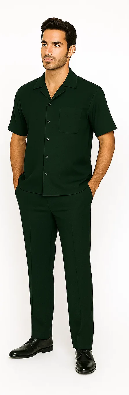 Mens Walking Suit - Big and Tall Casual Suit - Emerald Green Suit Up to 6XL Pants - Image 8