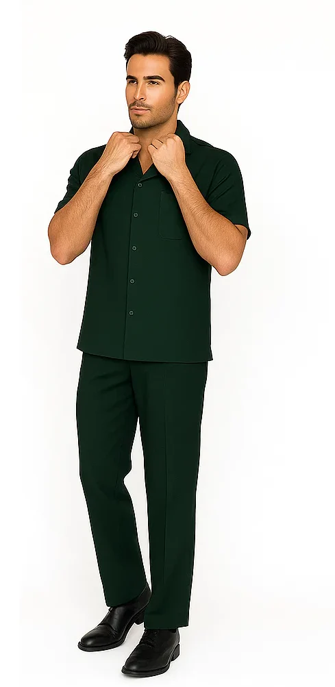 Mens Walking Suit - Big and Tall Casual Suit - Emerald Green Suit Up to 6XL Pants - Image 6