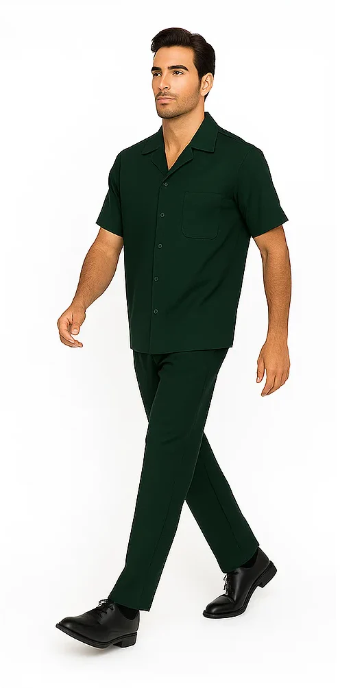 Mens Walking Suit - Big and Tall Casual Suit - Emerald Green Suit Up to 6XL Pants - Image 7