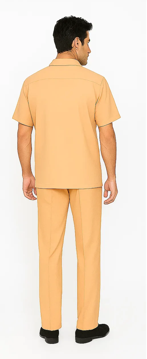 Mens Walking Suit in Color melon leisure suit causal Matching Shirt and Pants $99 - Image 4