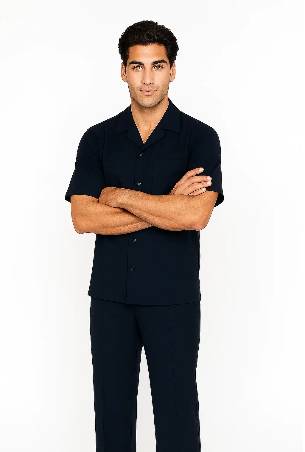 Mens Walking Suit in Color navy leisure suit causal Matching Shirt and Pants $99 - Image 2