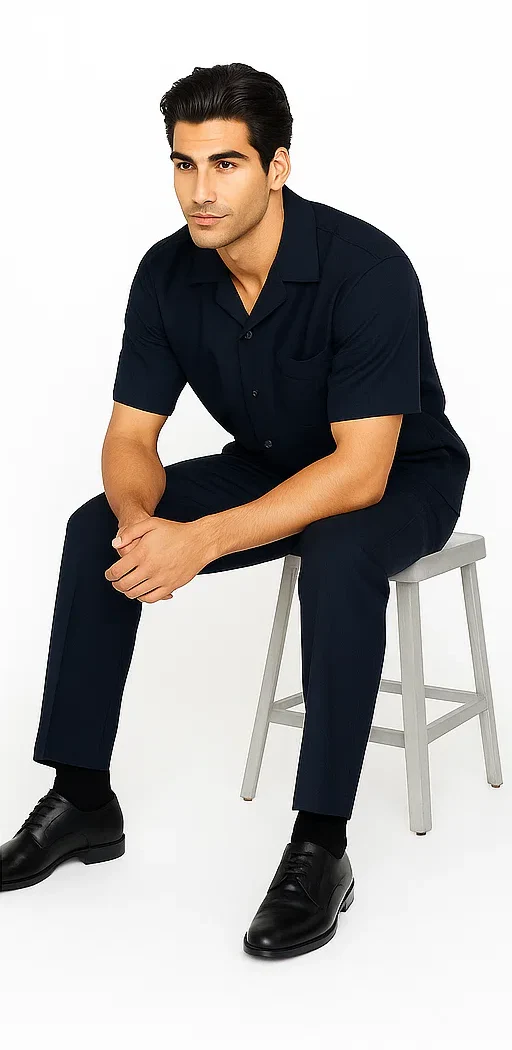 Mens Walking Suit in Color navy leisure suit causal Matching Shirt and Pants $99 - Image 6