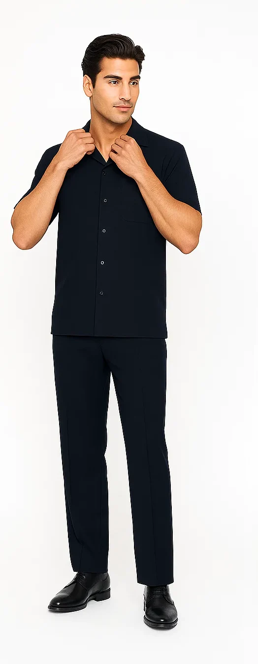 Mens Walking Suit in Color navy leisure suit causal Matching Shirt and Pants $99 - Image 7