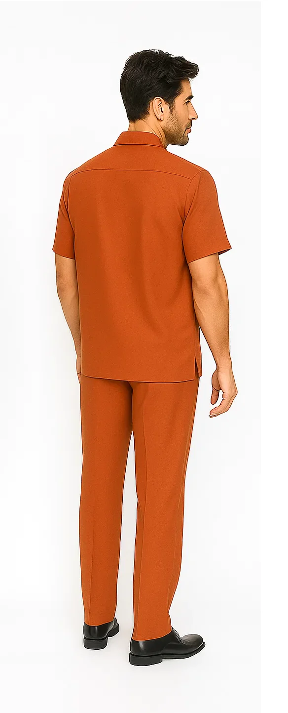 Mens Walking Suit in Color papaya leisure suit causal Matching Shirt and Pants $99 - Image 3