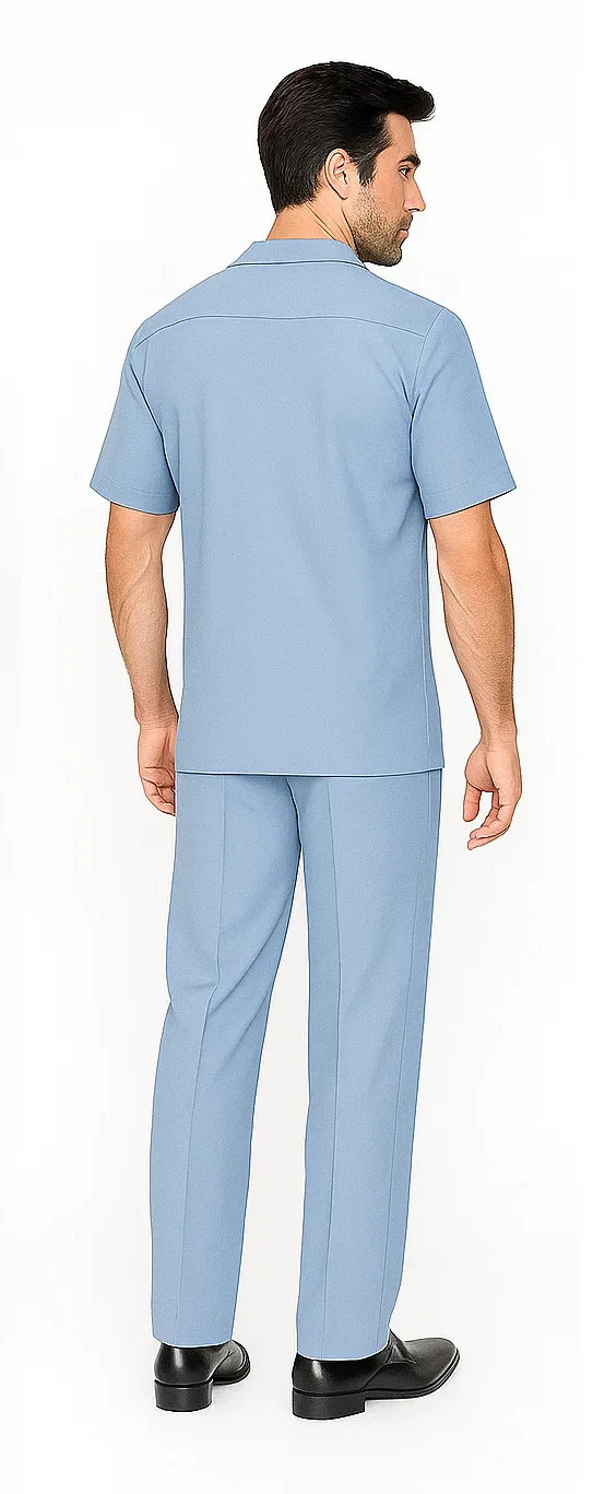 Mens Walking Suit in Color powder blue leisure suit causal Matching Shirt and Pants $99 - Image 4