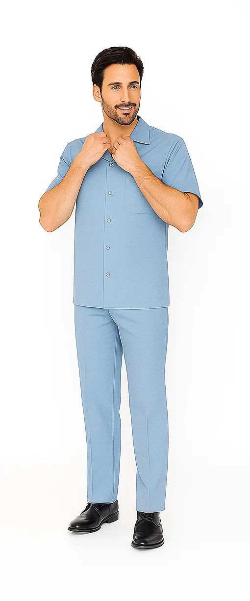 Mens Walking Suit in Color powder blue leisure suit causal Matching Shirt and Pants $99 - Image 7