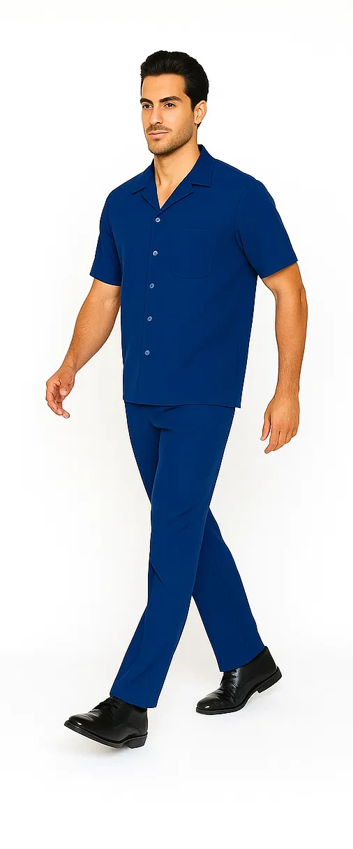 Mens Walking Suit in Color royal blue leisure suit causal Matching Shirt and Pants $99 - Image 8