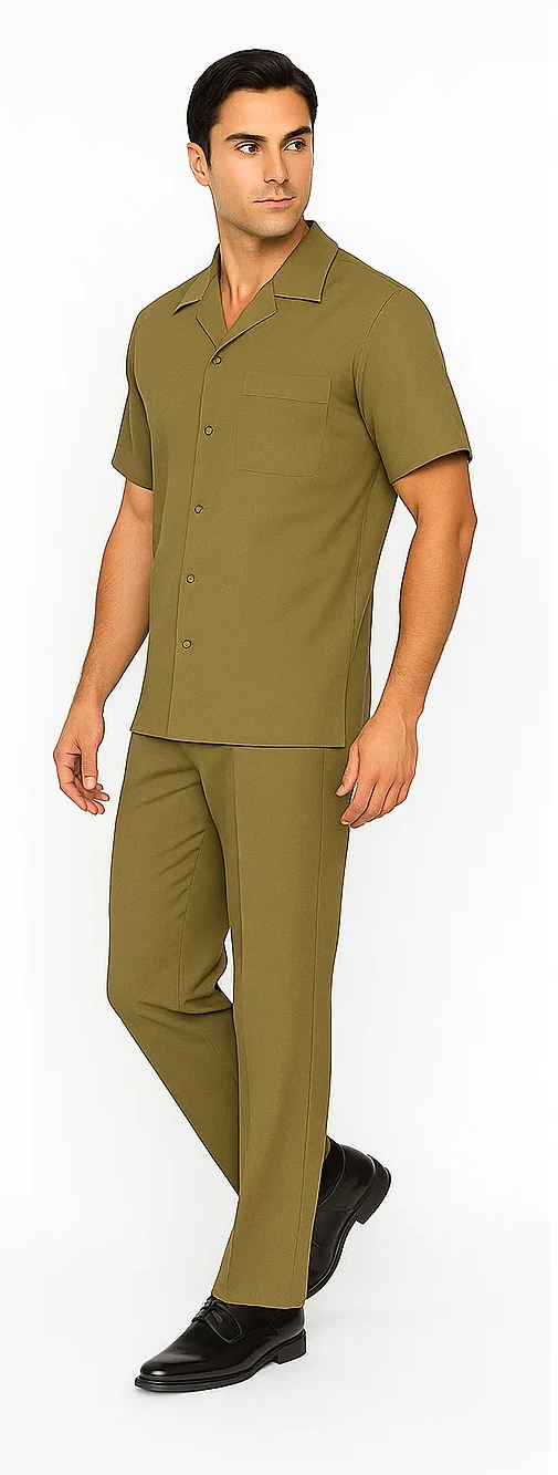 Mens Walking Suit in Color safari leisure suit causal Matching Shirt and Pants $99 - Image 2