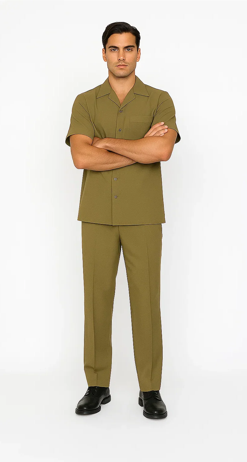 Mens Walking Suit in Color safari leisure suit causal Matching Shirt and Pants $99 - Image 4