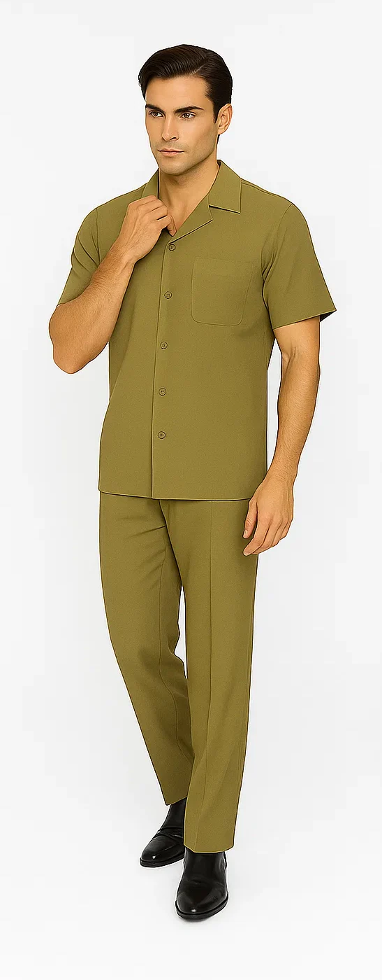 Mens Walking Suit in Color safari leisure suit causal Matching Shirt and Pants $99 - Image 7