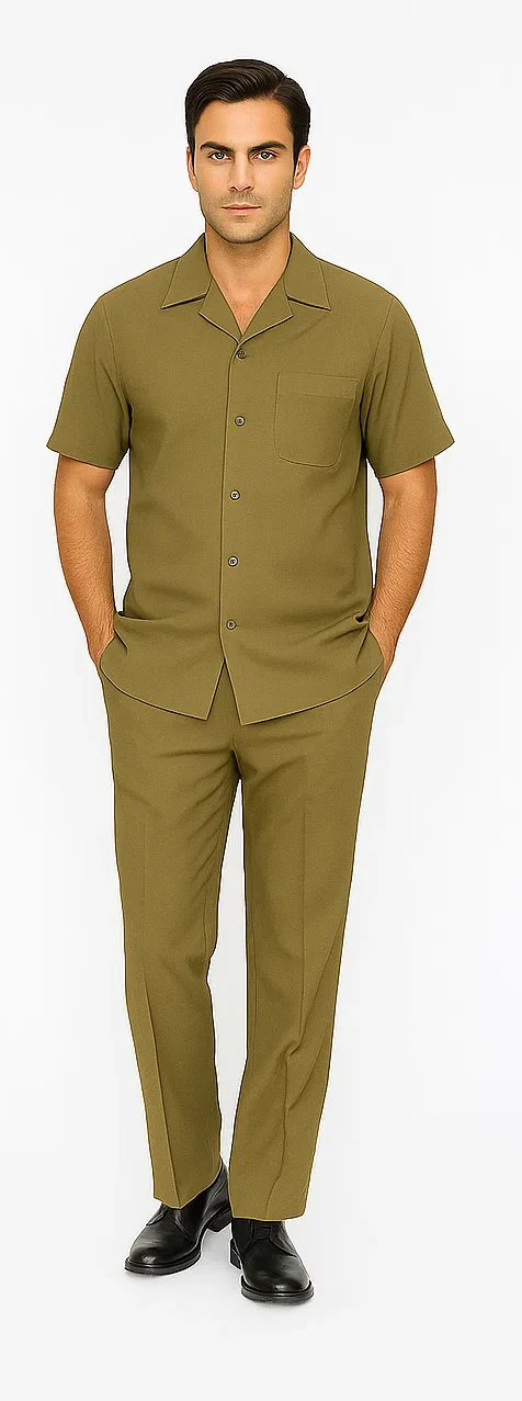 Mens Walking Suit in Color safari leisure suit causal Matching Shirt and Pants $99 - Image 8