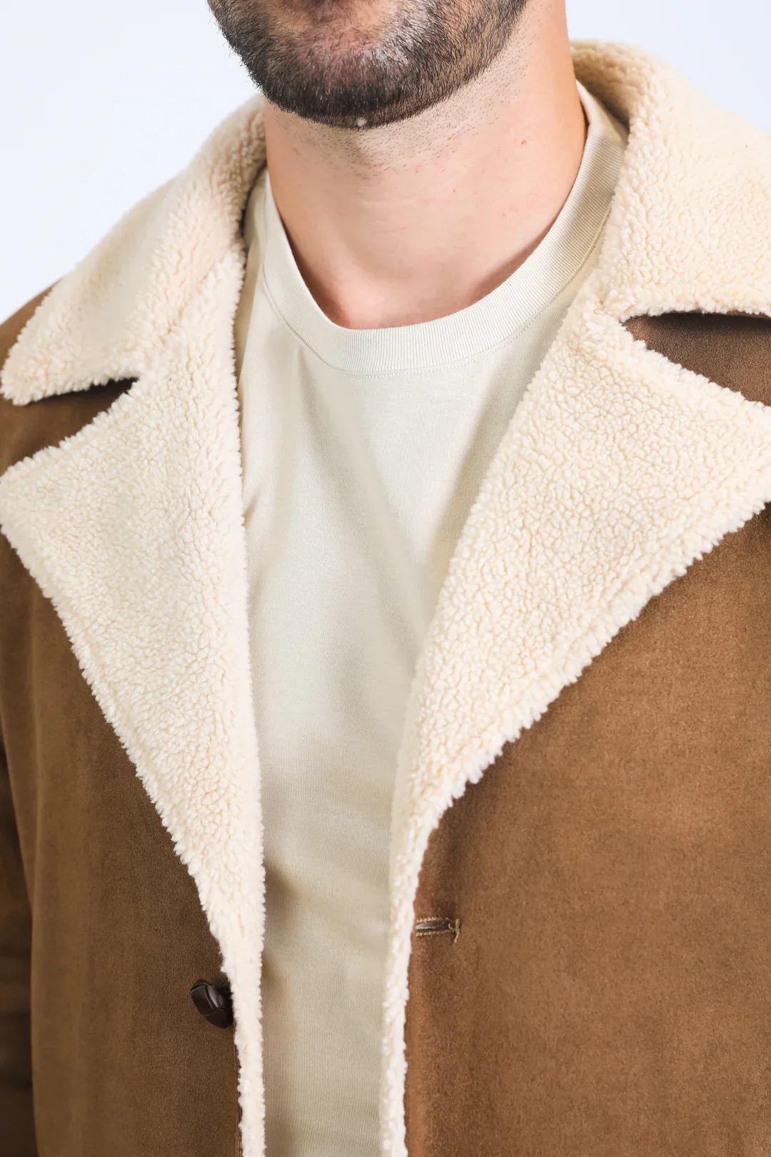 Mens Western Cowboy Long Coat – Brown Faux Suede Frontier Style Jacket - Image 7