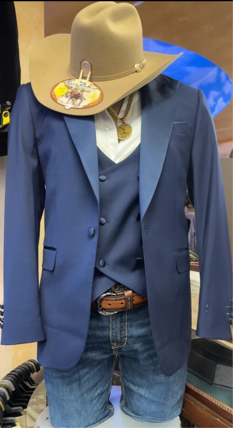 Mens Western Navy 3-Piece Suit β Cowboy Tuxedo and Blazer Formal Set