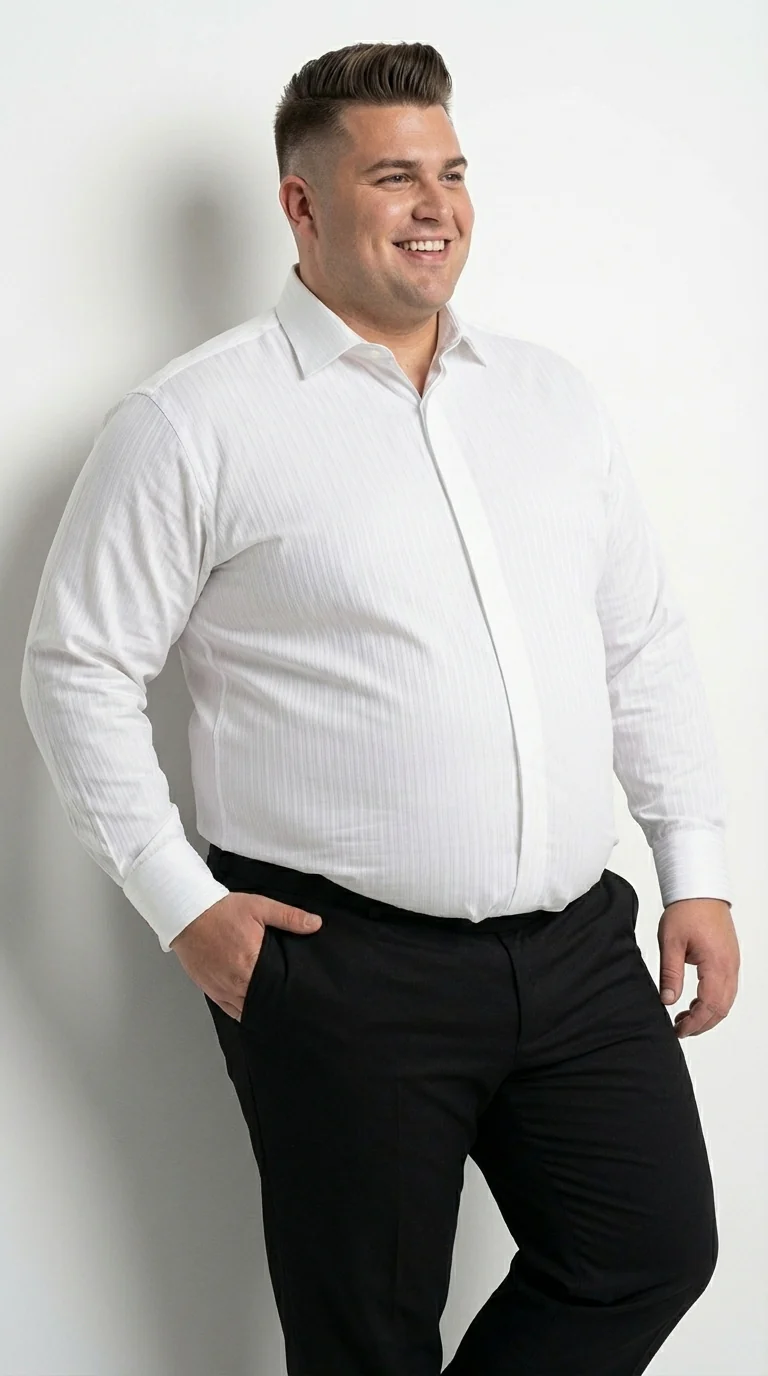 Mens White Herringbone Shadow and Tone on Tone Dress Shirt – Classic Formal Wedding - Image 8