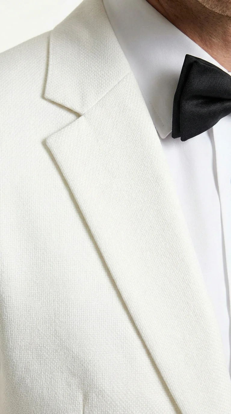 Mens White Wedding Tuxedo Suit – Formal Groom Suit Set Classic Dinner Jacket + White Tuxedo Shirt + Black Bow Tie - Image 14