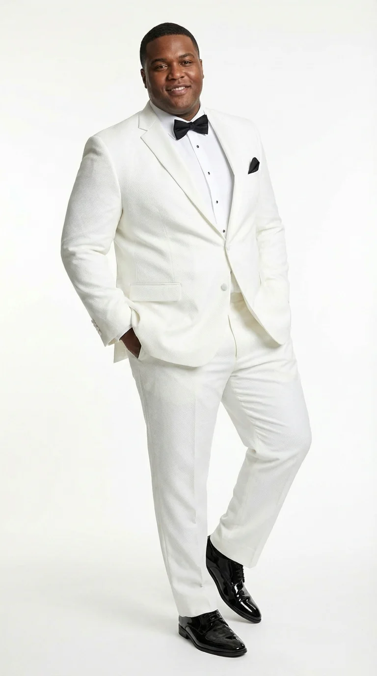 Mens White Wedding Tuxedo Suit – Formal Groom Suit Set Classic Dinner Jacket + White Tuxedo Shirt + Black Bow Tie - Image 7