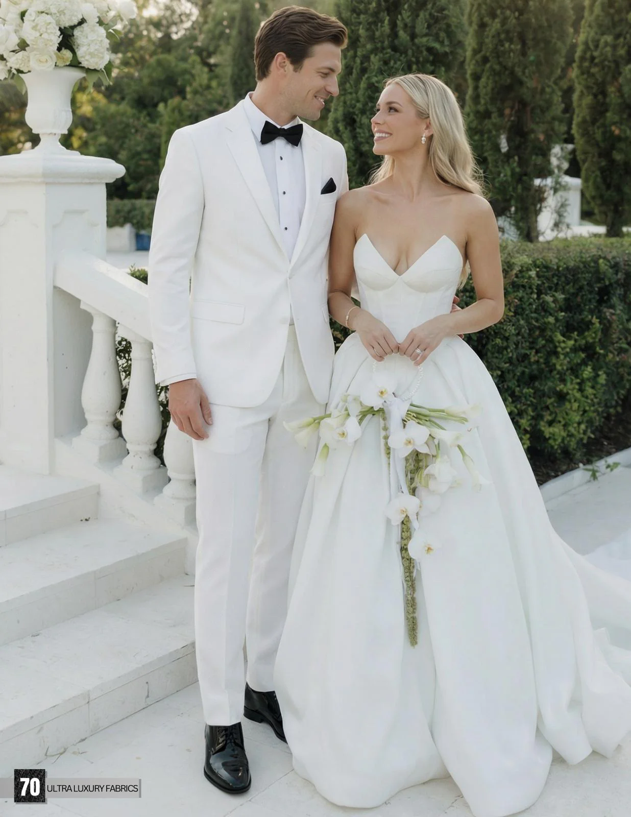 Mens White Wedding Tuxedo Suit – Formal Groom Suit Set Classic Dinner Jacket + White Tuxedo Shirt + Black Bow Tie - Image 8