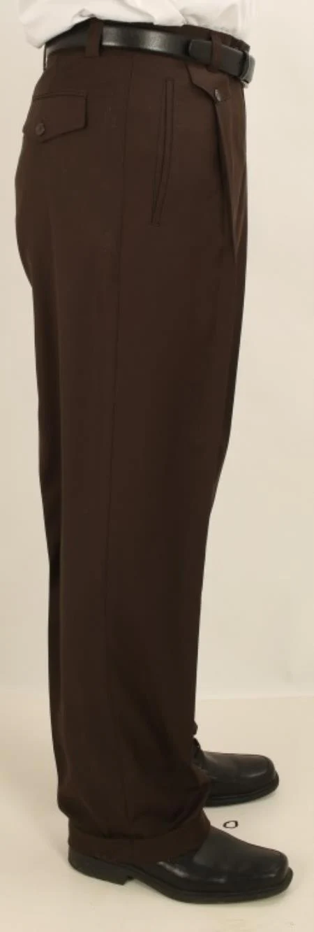 Men'S Wide Leg Single Pleated Pants Solid Dark Brown Men'S Wide Leg Trousers - Cheap Priced Dress Slacks For Men On Sale