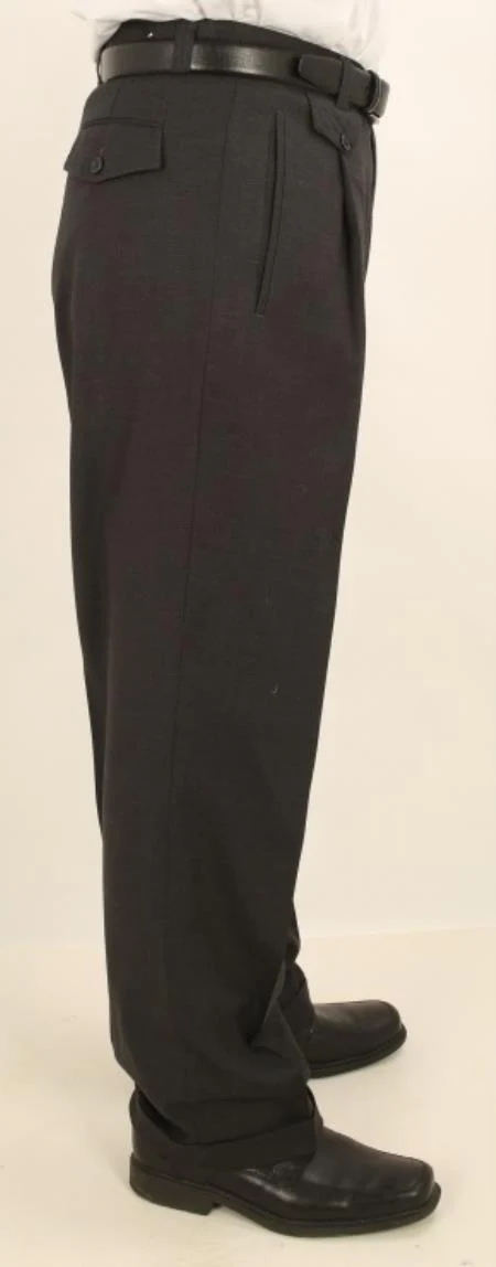 Men'S Wide Leg Single Pleated Pants Solid Dark Charcoal Men'S Wide Leg Trousers - Cheap Priced Dress Slacks For Men On Sale