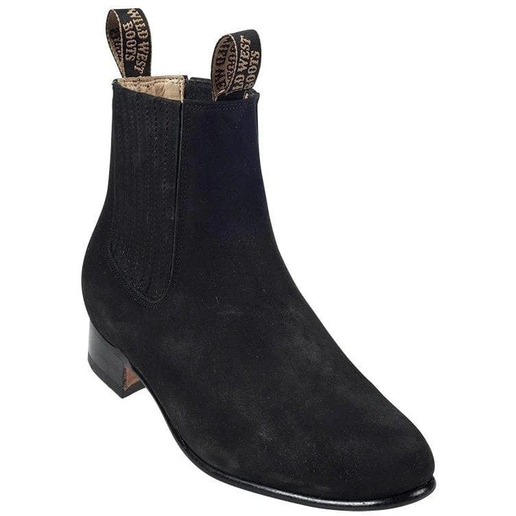 Men's Wild West Nobuk Leather Round Toe Charro Short Boots 26163 - Image 2