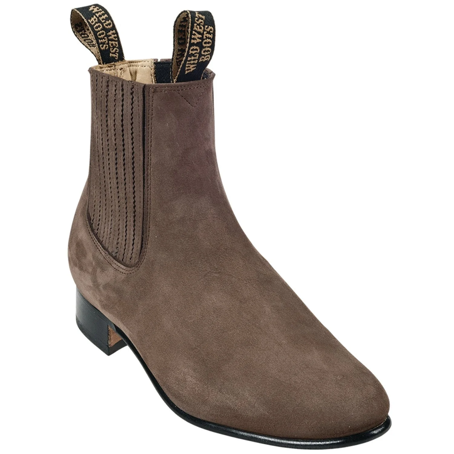 Men's Wild West Nobuk Leather Round Toe Charro Short Boots 26163 - Image 5