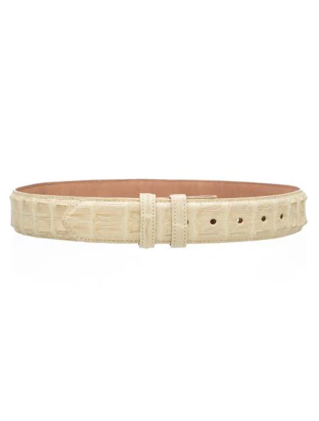Men's Winter White Genuine Hornback Cinturon De Cocodrilo