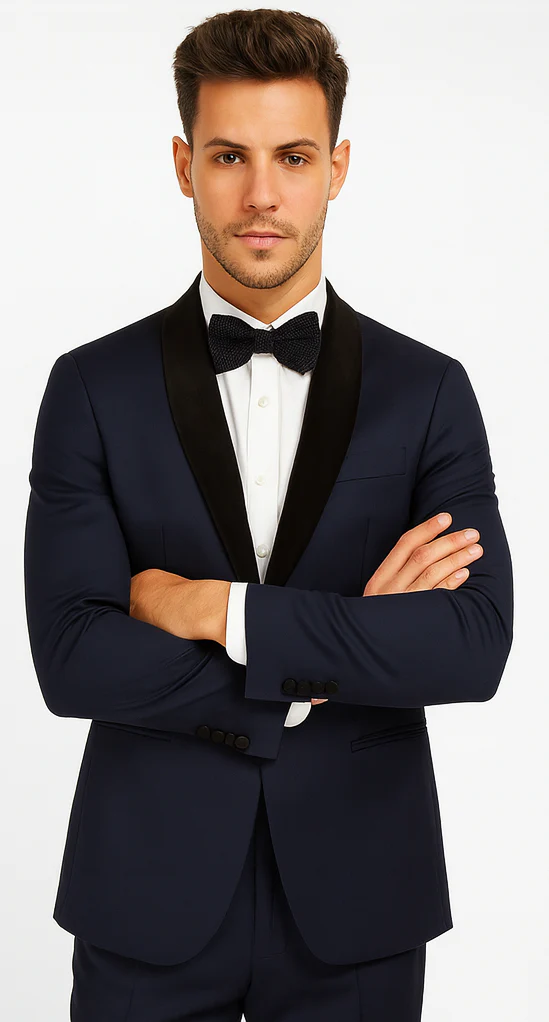 Men's Wool Fabric Navy Blue With Black Velvet Fabric velour Men's blazer Jacket Sport Coat Tuxedo Looking! - Image 5
