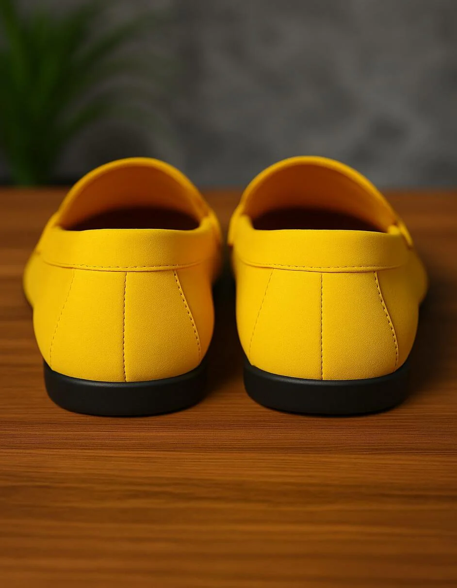 Men's Yellow Suede Loafers – Casual Slip-On Moccasin Driving Shoes - Image 3