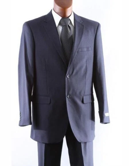 Men's Athletic Cut Classic suit Classic Relax Fit Pleated Pants 19 Inch Bottom Suits Dark Navy
