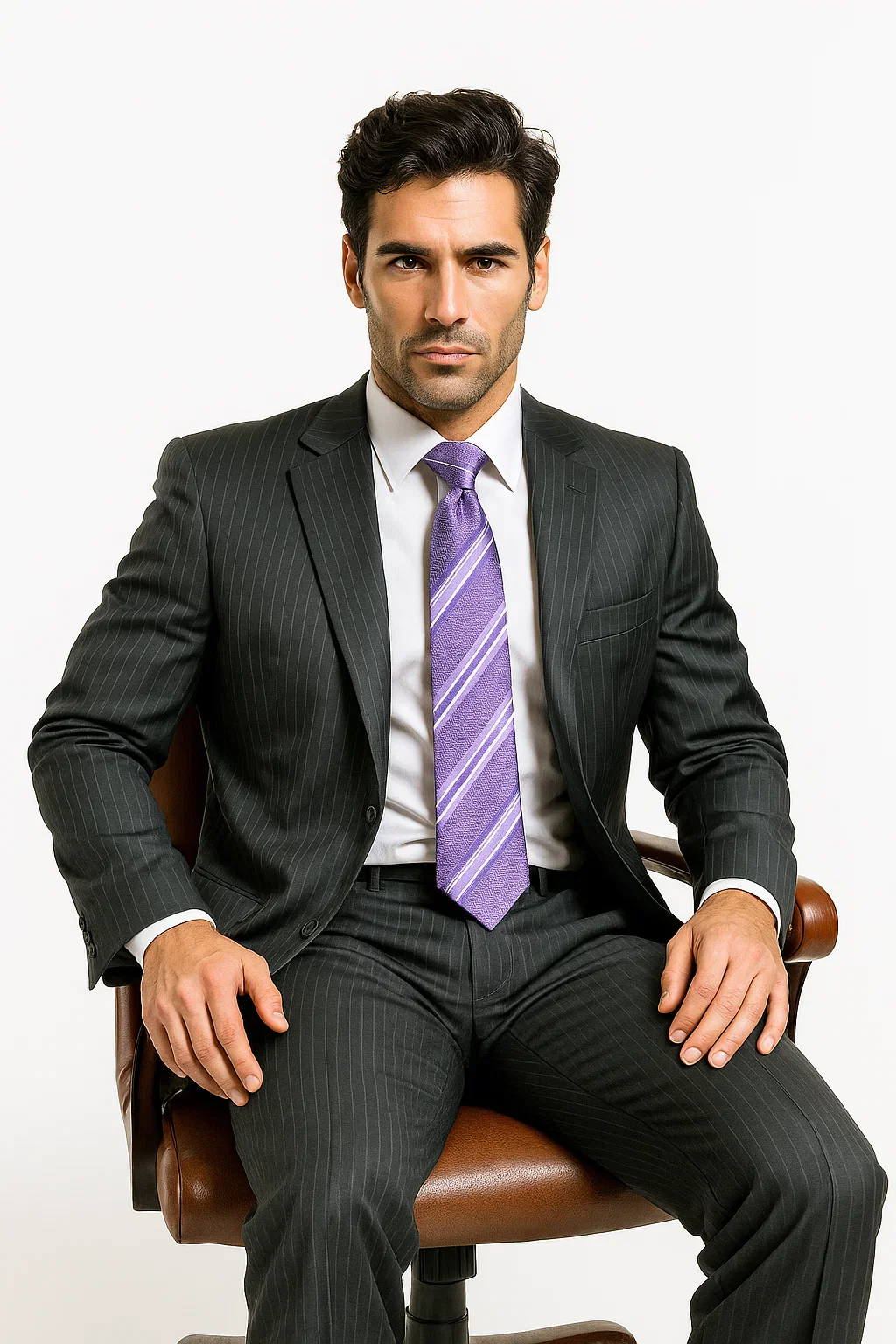 Mix and Match Suits Men's 2 Button 100% Wool Suit Stripe Discounted Online Sale Only - Image 7