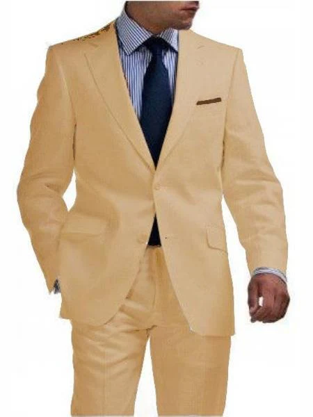 Mix And Match Suits Men'S & Boys Sizes Light Weight 2 Button Tapered Cut Half Lined Flat Front Linen Khaki Suit Vented Sand Men'S Suit Separate Any Size Jacket & Pant Perfect For Toddler Suit Wedding Attire Outfits