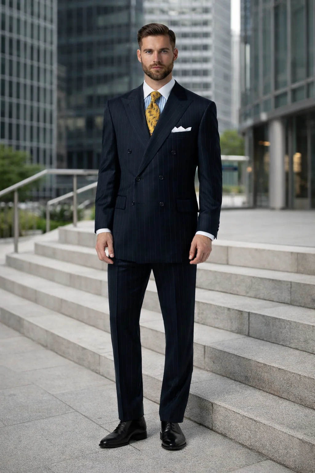 Mix And Match Suits Men's Suit Separates Wool Fabric Navy Blue And White Stripe Suit By Alberto Nardoni Brand - Image 7