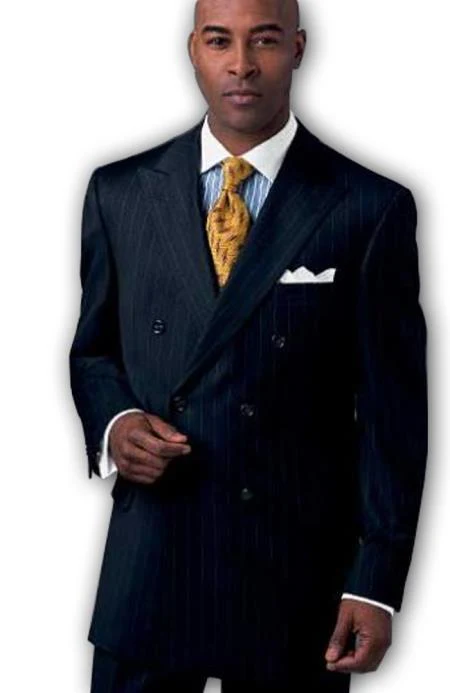Mix And Match Suits Men's Suit Separates Wool Fabric Navy Blue And White Stripe Suit By Alberto Nardoni Brand - Image 8