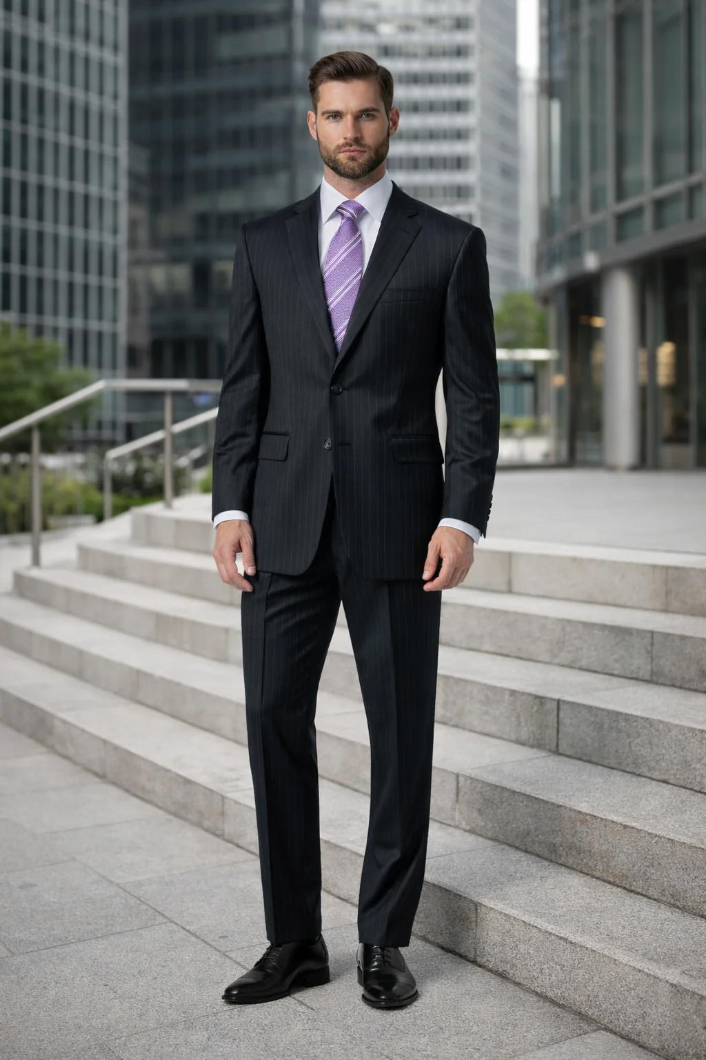 Mix and Match Suits Suit Separate Men's Charcoal Pinstripe 100% Wool Suit Charcoal - Image 6