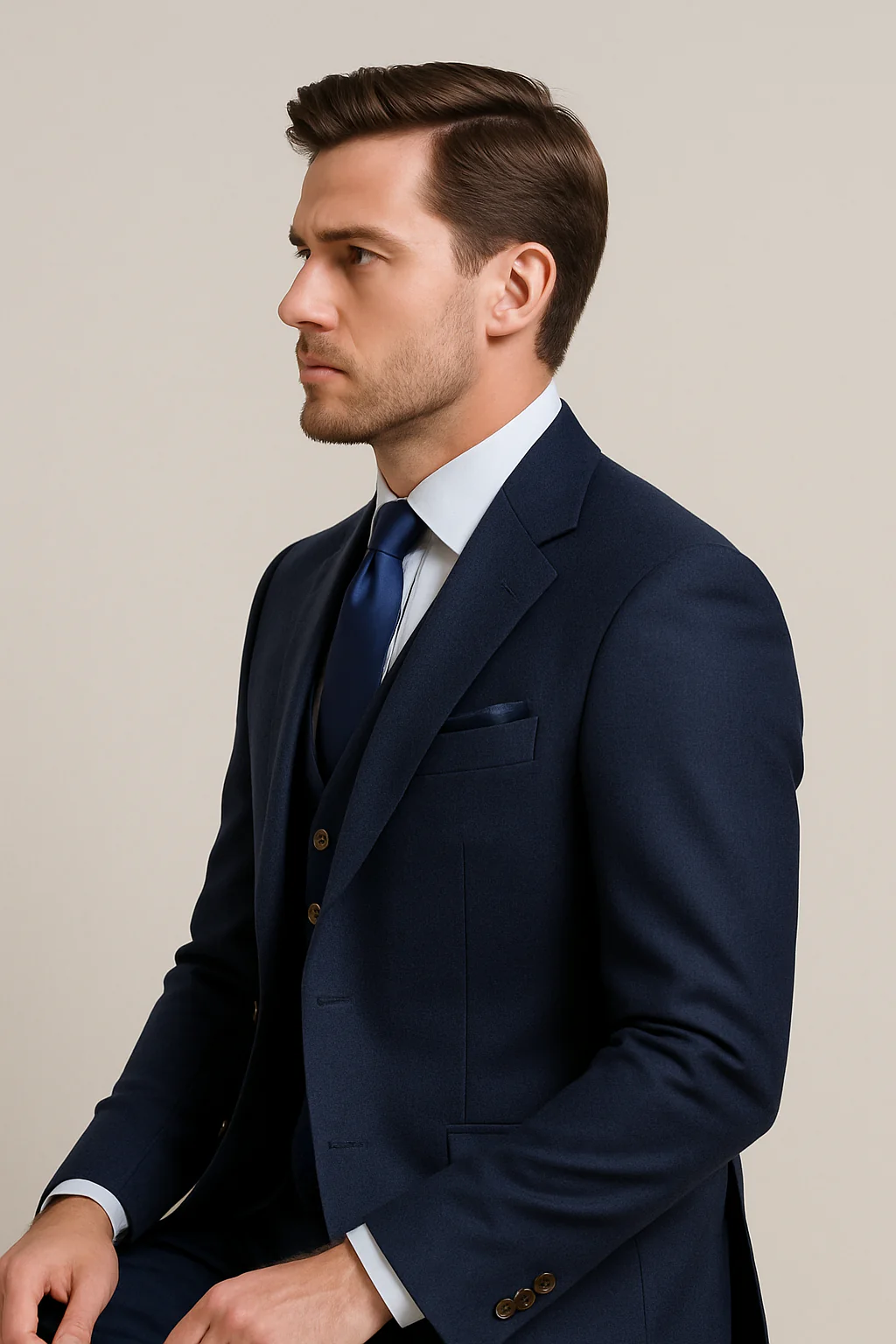 Modern 3-Piece Suit for Men – Rossi Man Max Tailored Slim Fit in Solid Navy | RM1393 - Image 2