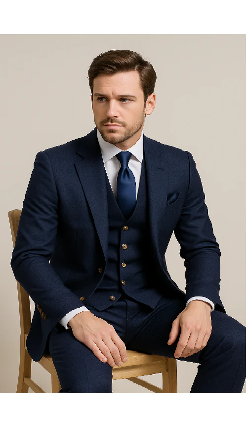 Modern 3-Piece Suit for Men – Rossi Man Max Tailored Slim Fit in Solid Navy | RM1393 - Image 4