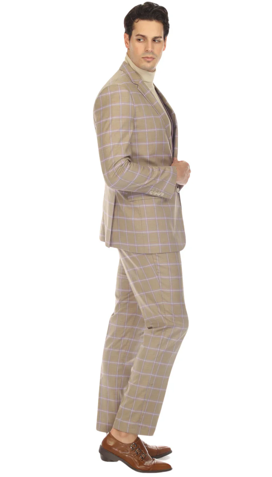 Modern Slim Fit Mens Suit – 2 Button Notch Lapel with U-Shaped Double Breasted Vest - Image 7