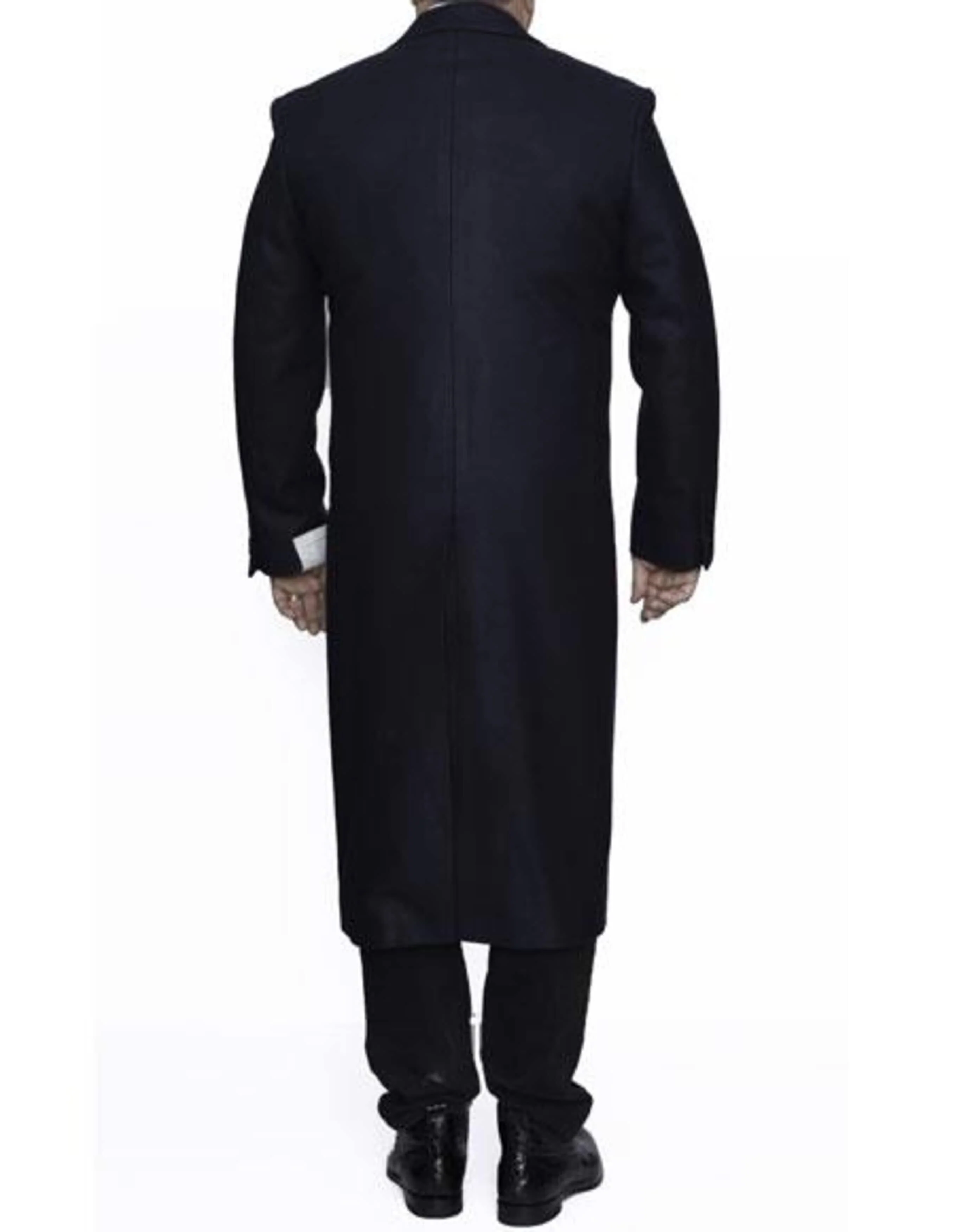 Navy Blue 3 Button Full Length Ankle length Wool Dress Top Coat/Overcoat - Image 2